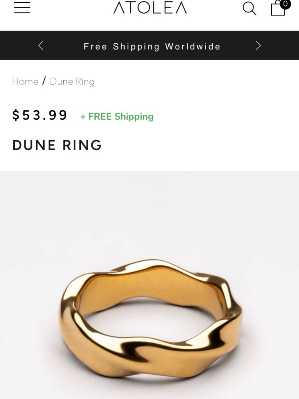 ATOLEA Dune Ring - Polished Gold Women’s Ring